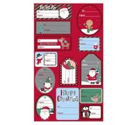 Eurowrap Cute Christmas Characters Foil Sticker Gift Tags, Christmas Stickers, 100 Count