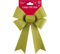 Eurowrap Decorative Christmas Bow Large Gold Glitter 27 X 20Cm For Trees, Gifts & Wreaths