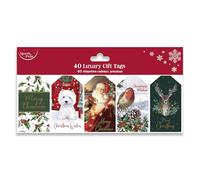 Eurowrap Die Cut Christmas Pack of 40 Gift Tags Xmas, 5 Assorted Designs, Traditional Designs X34523GTC