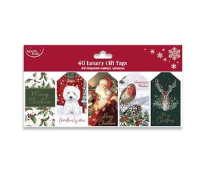 Eurowrap Die Cut Christmas Pack of 40 Gift Tags Xmas, 5 Assorted Designs, Traditional Designs X34523GTC