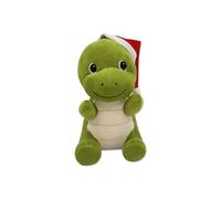 Eurowrap Dino Plush 8" - Soft Green Dinosaur Teddy with Santa Hat - Christmas Cuddly Toy for Kids