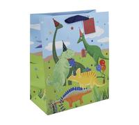 Eurowrap Dinsoaur Party Gift Bag With Gift Tag - Gift Bag for Boys, Girls, Birthdays, Kids, Children - Dinosaur Themed Boys Happy Birthday Gift Wrap Occasion Present - Large Size