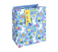 Eurowrap Easter Cute Characters Large Gift Bag with Bunny and Chick Design, Colourful Easter Pattern Gift Bag with Ribbon Handles for Chocolate Eggs and Seasonal Treats
