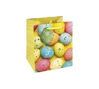 Eurowrap Easter Egg Pattern Medium Gift Bag, Colourful Easter Egg Design Gift Bag with Ribbon Handles, Wide Gusset Bag for Chocolate Eggs and Seasonal Treats
