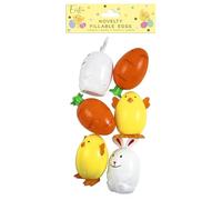 Eurowrap Easter Novelty Fillable Eggs Set with Bunny Chick and Carrot Designs - Reusable Plastic Egg Containers for Egg Hunts Children’s Easter Gifts and Party Activities