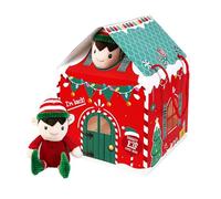 Eurowrap Elf Arrival House - Christmas Elf Display Box with Cut-Out Windows, Roof & Door Openings - Festive Red & Green Elf House Gift Box - Christmas Eve Surprise Presentation (Elf Not Included)