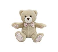 Eurowrap Floral Plush Teddy Bear Soft Toy with Flower Print Paws and Bow Tie, Cute Cuddly Bear Gift for Mother’s Day Birthdays and Special Occasions