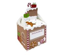Eurowrap Gingerbread Christmas Treat Boxes - 4 Pack Festive Gift Boxes with Carry Handles - Fun Holiday Party Favour Boxes for Sweets, Snacks & Small Presents