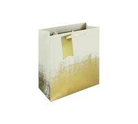 Eurowrap Gold/Cream Distressed Gift Bag With Gift Tag - Gift Bag for Him, Her, Christmas, Weddings, Birthdays, Mother's Day - Birthday Gift Wrap Occasion Present - Medium Size