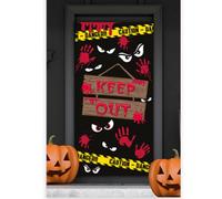 Eurowrap Halloween Door Cover - Keep Out Warning Tape Design - 163cm x 85cm - Halloween Decoration Scary Decor - For Parties, Home, Doors