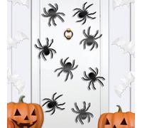 Eurowrap Halloween Self Adhesive Black Foil Spiders - Pack of 8-21cm x 16cm - Halloween Decoration Scary Decor - Perfect for Home, Parties, Doors, Windows, Walls