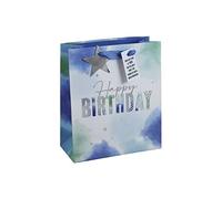 Eurowrap Happy Birthday Boy Blue Kraft Occasions Gift Bag with Star Tag 100% Recyclable Medium Size