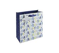 Eurowrap Happy Birthday Boy Blue Occasions Gift Bag with Star Tag (Medium Bag Blue)