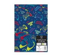 Eurowrap Happy Birthday Gamer Gift Wrap Paper Game On Birthday Boy Gift Wrap Occassions 2 Sheets & 2 Gift Tags 50cm x 70cm