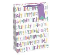 Eurowrap Happy Birthday Gift Bag With Gift Tag Bright Text Birthday Gift Wrap Occasion Present Large
