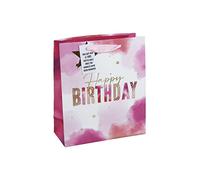 Eurowrap Happy Birthday Girl Pink Kraft Occasions Gift Bag with Star Tag 100% Recyclable (Medium Bag Pink)