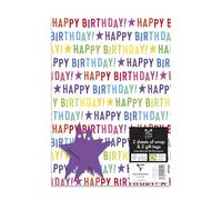 Eurowrap Happy Birthday Print Gift Wrap Paper Birthday Boy Girl Gift Wrap Occassions 2 Sheets & 2 Gift Tags 50cm x 70cm