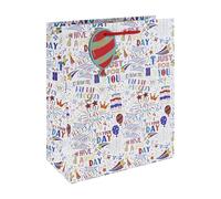 Eurowrap Happy Birthday Text Gift Bag With Gift Tag - Gift Bag for Him, Her, Birthdays, Kids - Vibrant Bright Birthday Gift Wrap Occasion Present - Large Size
