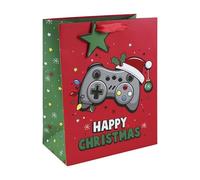 Eurowrap Happy Christmas Gamer Gift Bag with Gift Tag - Large - Gift Bag for Christmas, Gift Wrap, Children's Gift Bag, Xmas, Festive Gift Bag