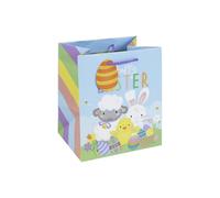 Eurowrap Happy Easter Medium Gift Bag with Cute Characters, Colourful Easter Egg Design, Wide Gusset Gift Bag with Ribbon Handles for Chocolate Eggs and Easter Treats