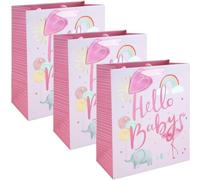 Eurowrap Hello Baby Girl Pink Large Gift Bags Pack of 3 with Gift Tags