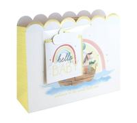 Eurowrap Hello Baby Large Shopper Gift Bag with Greeting Card, Rainbow Animal Design, Foil Detail, Satin Ribbon Handle, New Baby Gift for Baby Shower