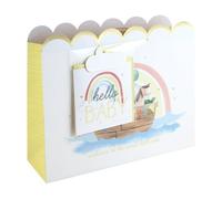 Eurowrap Hello Baby Large Shopper Gift Bags Pack of 3 with Greeting Cards, Rainbow Animal Design, Foil Detail, Satin Ribbon Handles, New Baby Gifts