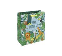 Eurowrap Jungle Happy Birthday Kids Gift Bag with Gift Tag Animal Medium