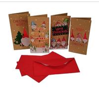 Eurowrap Kraft Gonk Christmas Money Wallet Envelopes for Gift Cards and Vouchers Xmas 4 Assorted Designs Eco Friendly 100% Recyclable