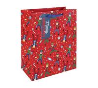Eurowrap Large Christmas Nutcracker Gift Bag - Red Festive Soldier Design - Blue Ribbon Handle - Recyclable Paper Bag for Seasonal Wrapping