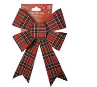 Eurowrap Large Decorative Christmas Tartan Bow Red Fabric 27Cm X 20Cm For Trees & Presents