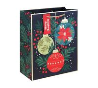 Eurowrap Large Gift Bag, Green, Christmas Bauble, 33 x 26 x 14cm | FSC paper bag with embossed foil finish, twisty rope handle and gift tag