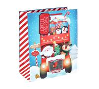 Eurowrap Large Gift Bag, Santa & Friends, Gift Tag, Christmas, 33cm | Large gift bag with Santa & Friends design, matching gift tag, FSC paper and extra wide gusset.
