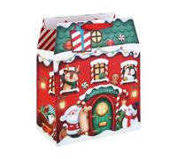 Eurowrap Large Gift Bag, Santa's Grotto, House Design, Christmas, 33cm | Large gift bag with Santa's Grotto house design, matching gift tag, FSC paper and grosgrain handle.
