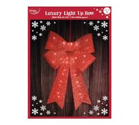 Eurowrap Large Red Light Up Christmas Bow Decoration Indoor LED Door Bow 60cm x 40cm