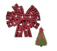 Eurowrap Large Red Merry Christmas Tree Topper Bow Traditional Fabric Bow 33Cm X 132Cm