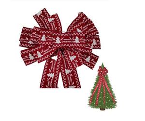 Eurowrap Large Red Merry Christmas Tree Topper Bow Traditional Fabric Bow 33Cm X 132Cm