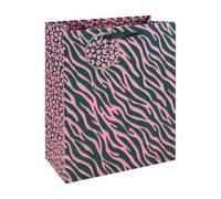 Eurowrap Leopard Print Pink Large Gift Bag with Ribbon Handle and Matching Gift Tag, Birthday Gift Bag for Her