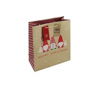 Eurowrap Merry Christmas Kraft Gonk Gift Bag with Gift Tag Xmas, Made from 100% Recycled Paper, Medium Size