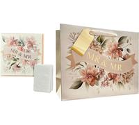 Eurowrap Mr & Mr Wedding Gift Bag Extra Large Floral Shopper Gift Bag With Card And Tissue Paper For Wedding Presents Xl