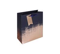 Eurowrap Navy/Copper Distressed Gift Bag With Gift Tag - Gift Bag for Him, Her, Christmas, Weddings, Birthdays, Father's Day - Birthday Gift Wrap Occasion Present - Medium Size