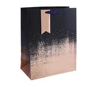 Eurowrap Navy/Copper Distressed Gift Bag With Gift Tag - Gift Bag for Him, Her, Christmas, Weddings, Birthdays, Father's Day - Birthday Gift Wrap Occasion Present - Large Size