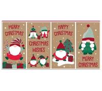 Eurowrap North Pole Christmas Money Wallets - Pack of 4 Kraft Gonk & Gnome Designs - Eco-Friendly 100% Recyclable Xmas Cash Gift Envelopes - Festive Wallet Set for Cards & Presents
