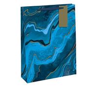 Eurowrap Ocean Marble Birthday Occasions Gift Bag with Gold Tag (Large Bag Blue)