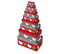 Eurowrap Pack Of 10 Santa & Reindeer Oblong Christmas Nested Boxes