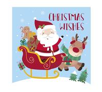 Eurowrap Pack of 12 Assorted Christmas Cards Xmas Santa Cartoons Children's Theme, 2 Designs Christmas Wishes and Ho Ho Ho Eco Friendly Packaging 100% Recyclable