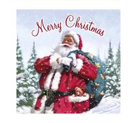 Eurowrap Pack of 12 Assorted Christmas Cards Xmas Traditional Santa, 2 Designs Merry Christmas and Christmas Wishes Eco Friendly Packaging 100% Recyclable