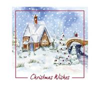 Eurowrap Pack of 12 Assorted Christmas Cards Xmas Winter Home Snow Theme, 2 Designs Merry Christmas and Christmas Wishes Eco Friendly Packaging 100% Recyclable