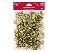 Eurowrap Pack of 16 Metallic Gold Luxury Gift Bows Traditional Christmas Birthday Present Xmas Gift - Gift Bows for Christmas - Decorative Bows for Presents