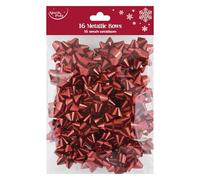 Eurowrap Pack of 16 Metallic Red Luxury Gift Bows Traditional Christmas Birthday Present Xmas Gift - Gift Bows for Christmas - Decorative Bows for Presents